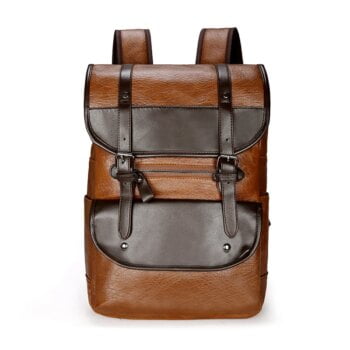 Leather Large Rucksack 16.5 inch Laptop Backpack Schoolbag For Teenagers Boys Travel Bag