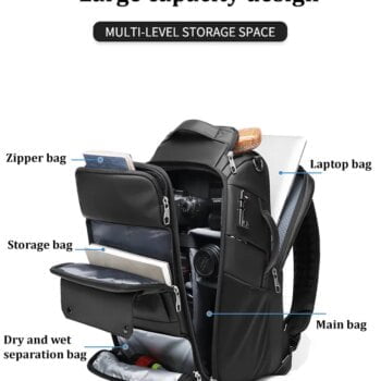 Men's Travel Professional SLR Camera Backpack Tripod Stand Detachable Anti-Theft Travel Backpack