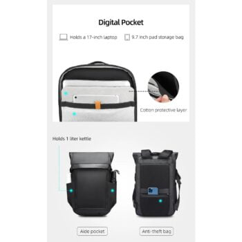 Large Capacity Expandable Laptop Bag Outdoor Travel Backpack USB Charging Port