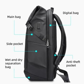 Large Capacity Expandable Laptop Bag Outdoor Travel Backpack USB Charging Port