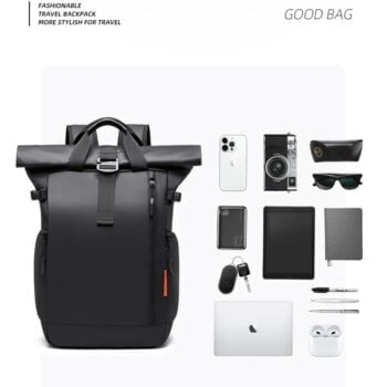 Capacity 15.6" Laptop Backpack Multifunction Roll Top Travel Bag Waterproof Business Backpack