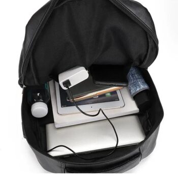 High Quality USB Charging Backpack PU Leather Backpack Large Laptop School Bag 5 High Quality USB Charging Backpack PU Leather Backpack Large Laptop School Bag