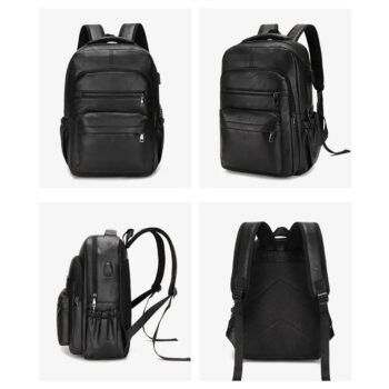 High Quality USB Charging Backpack PU Leather Backpack Large Laptop School Bag 3 High Quality USB Charging Backpack PU Leather Backpack Large Laptop School Bag
