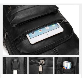 High Quality USB Charging Backpack PU Leather Backpack Large Laptop School Bag 6 High Quality USB Charging Backpack PU Leather Backpack Large Laptop School Bag