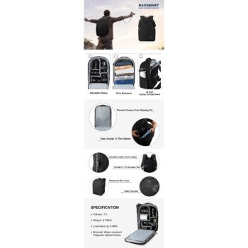 Women's Camera Backpack for Clothes Photographer Bag Laptop Backpacks With Rain Cover Tripod Catch Straps